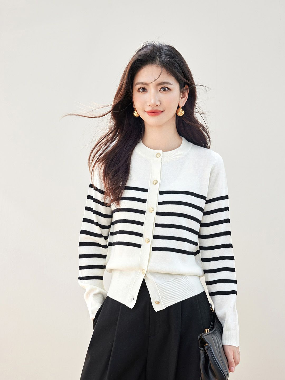 

JC Collection Women Striped Cardigan, White