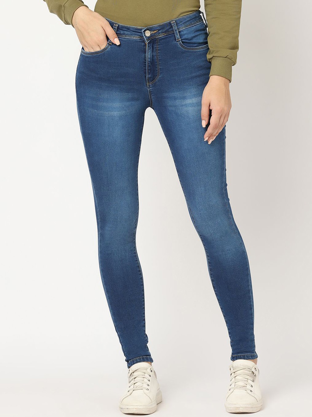 

Kraus Jeans Women Skinny Fit High-Rise Light Fade Jeans, Blue