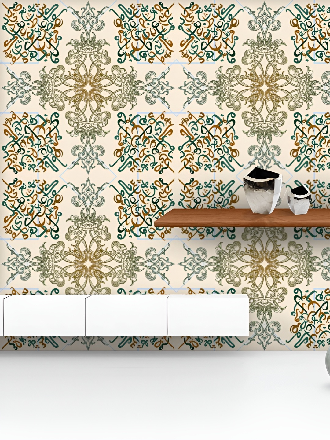 

ArtzFolio Printed UV-Resistant Anti-Bacterial Arabic Eid Mubarak Pattern Peel & Stick Wallpaper, Multi