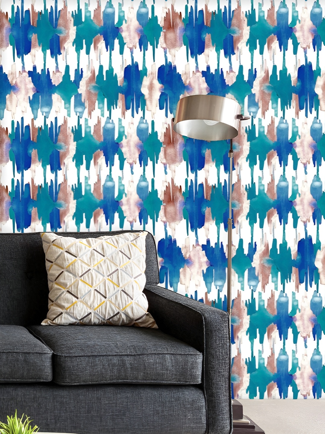 

ArtzFolio Printed UV-Resistant Anti-Bacterial Ethnic Watercolor Pattern Peel & Stick Wallpaper, Multi