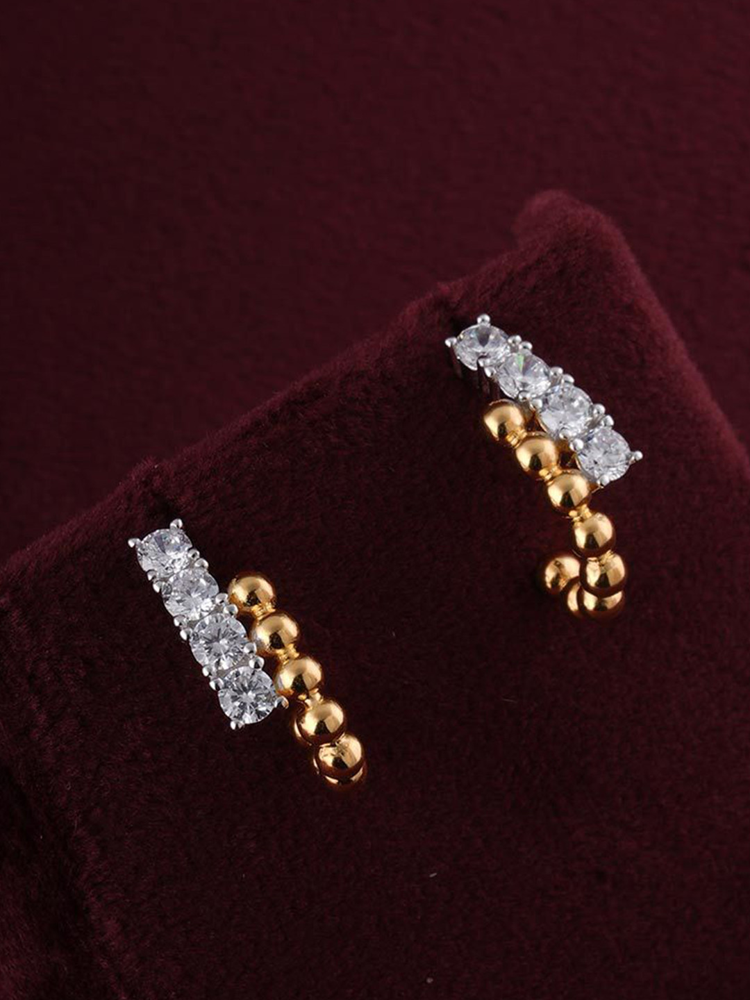 

PALMONAS Gold-Plated Stainless Steel CZ Stone Studded Anti-Tarnish Bling It Loops Studs