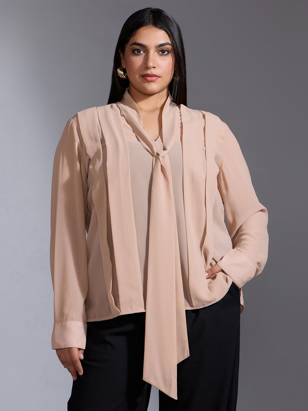 

20Dresses Women Long Sleeves Shirt Style Top, Beige