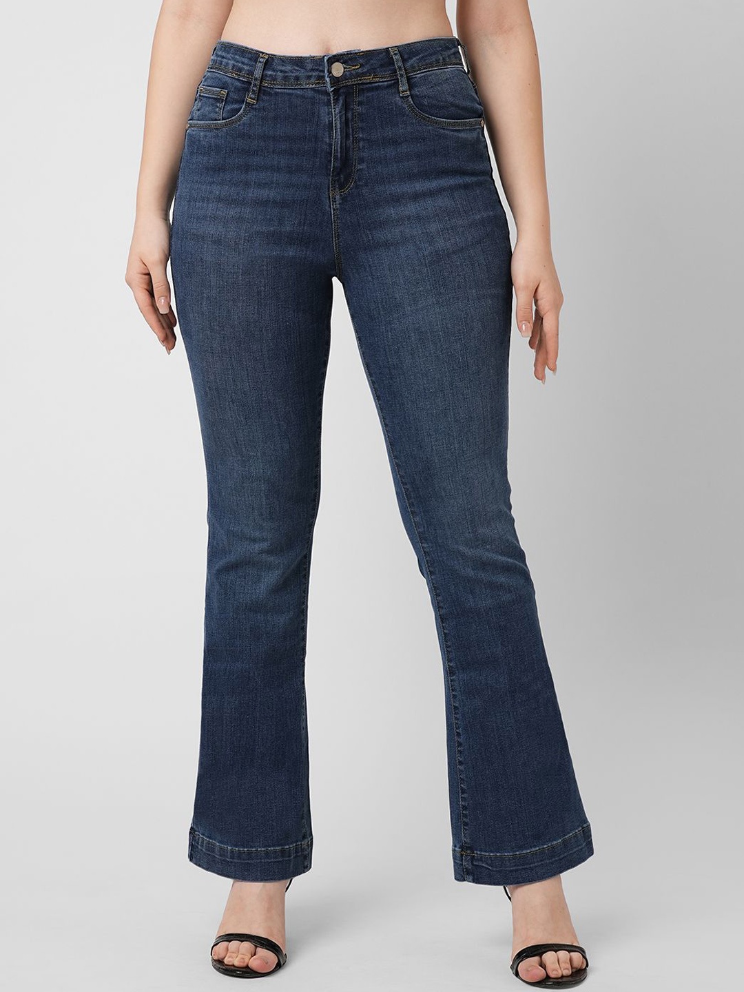 

Kraus Jeans Women Flared High-Rise Light Fade Jeans, Blue