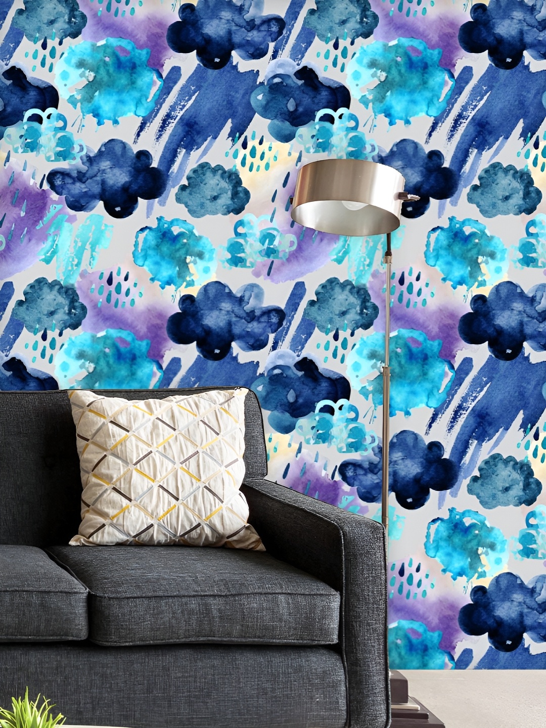 

ArtzFolio Printed UV-Resistant Anti-Bacterial Watercolor Fall Shower Pattern Peel & Stick Wallpaper, Multi
