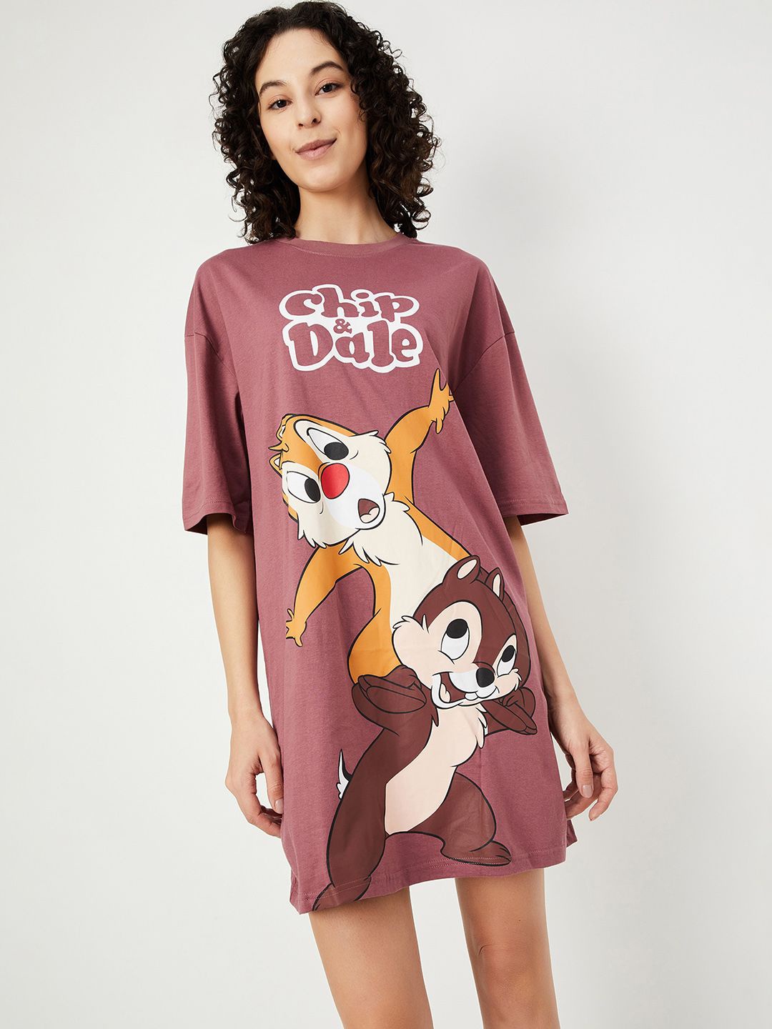 

max Women Graphic Printed T-shirt Nightdress, Pink