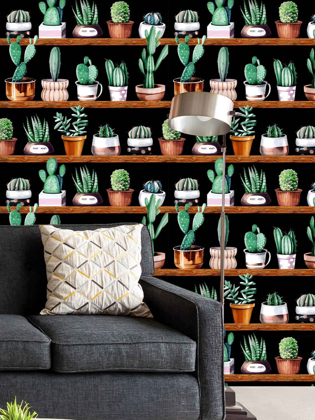 

ArtzFolio Printed UV-Resistant Anti-Bacterial Hand-Drawn Cactus Peel & Stick Wallpaper, Multi