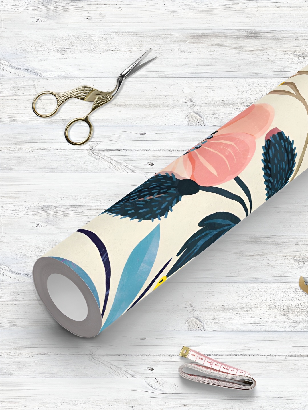 

ArtzFolio Off White & Peach Colored Printed UV Resistant Wallpaper