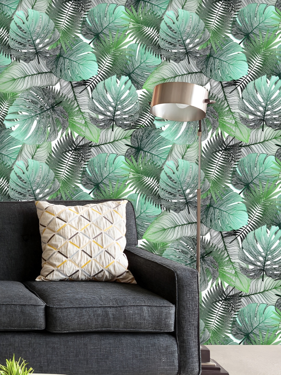 

ArtzFolio Printed UV-Resistant Anti-Bacterial Tropical Palm Leaves Peel & Stick Wallpaper, Multi