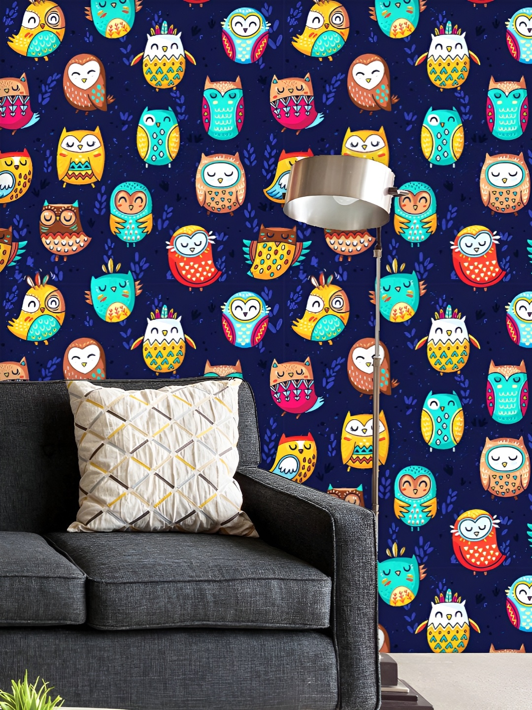 

ArtzFolio Printed UV-Resistant Anti-Bacterial Colorful Indian Owls Peel & Stick Wallpaper, Multi