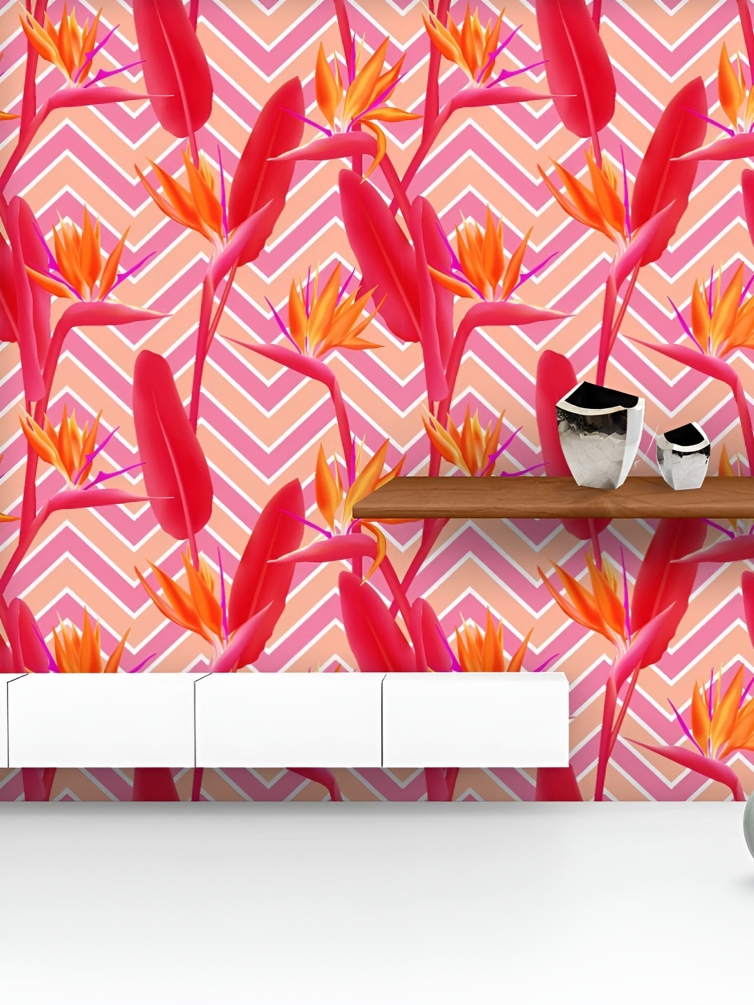 

ArtzFolio Printed UV-Resistant Anti-Bacterial Bird Of Paradise Tropical Crane Flower Peel & Stick Wallpaper, Multi