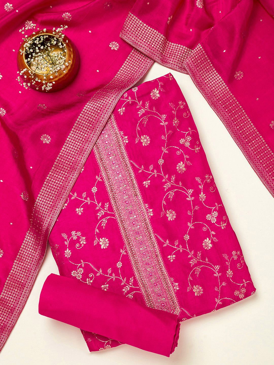 

Soch Unstitched Dress Material, Pink