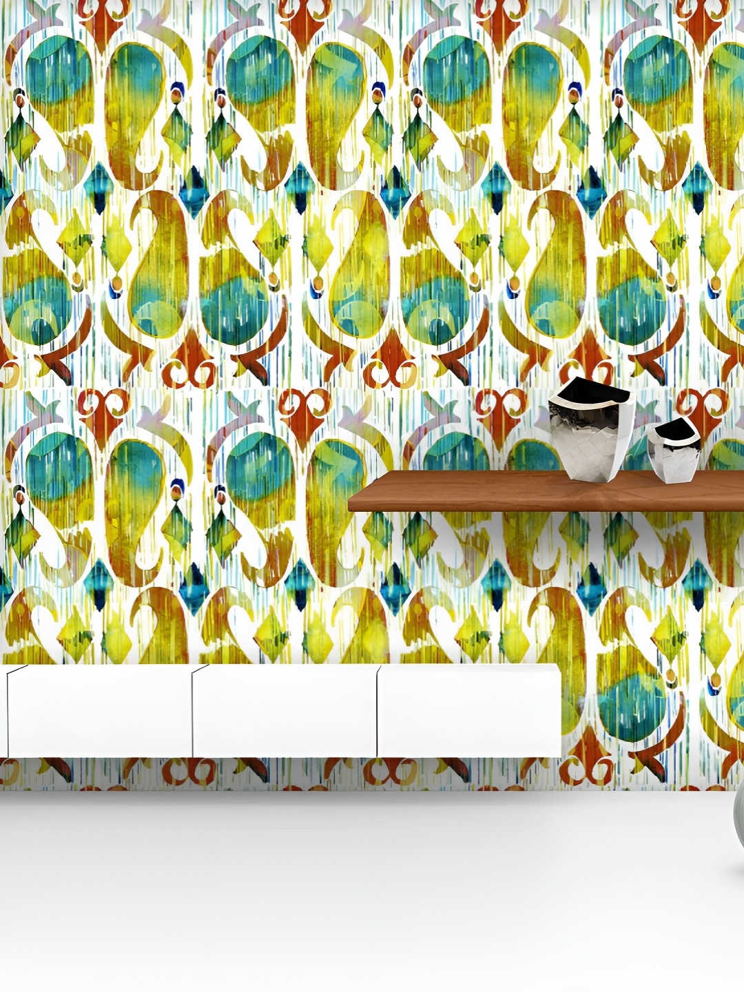 

ArtzFolio White & Yellow Printed UV Resistant Wallpaper