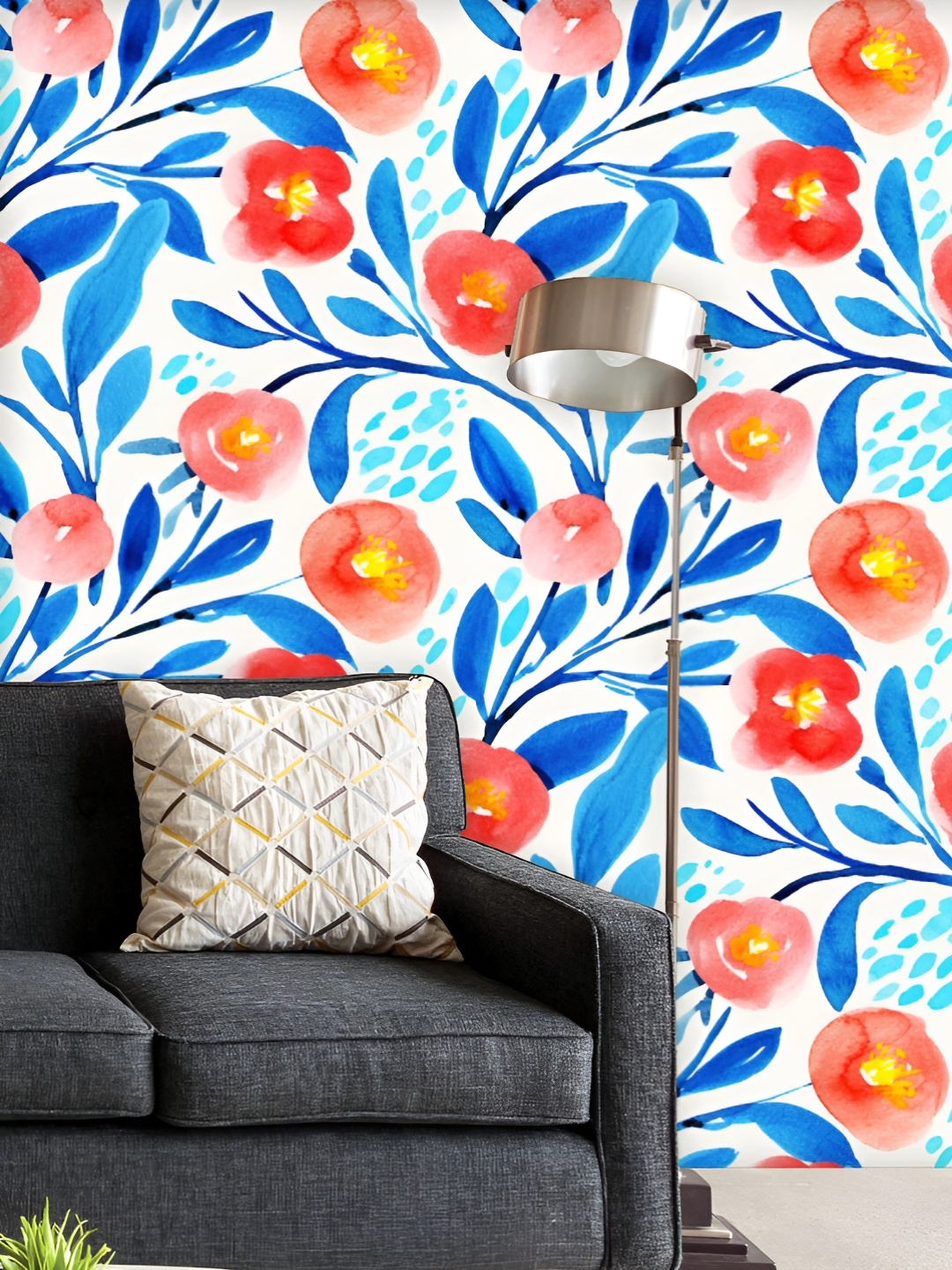 

ArtzFolio Printed UV-Resistant Anti-Bacterial Watercolor Floral Pattern Peel & Stick Wallpaper, Multi