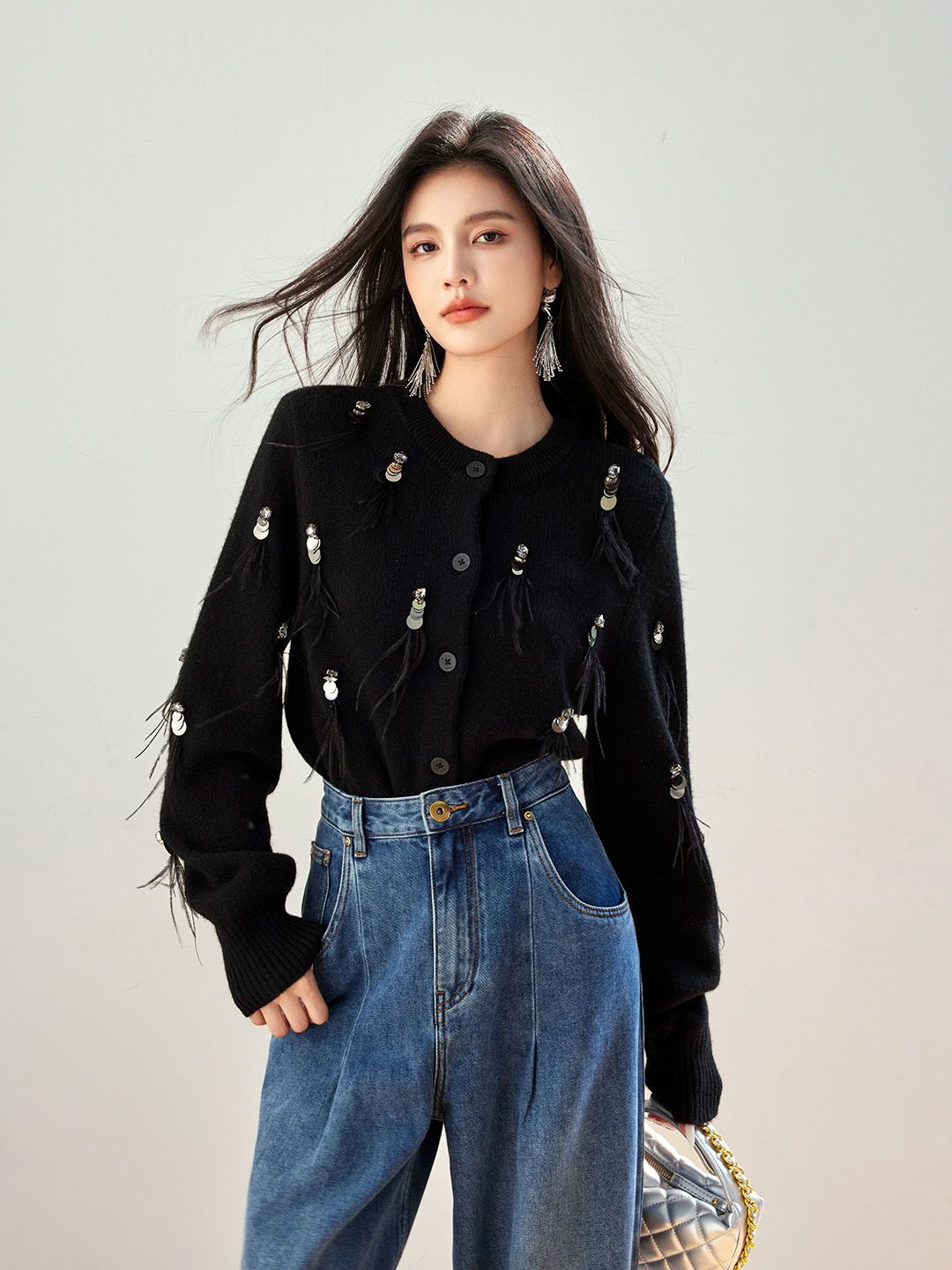 

JC Collection Women Long Sleeves Pullover, Black