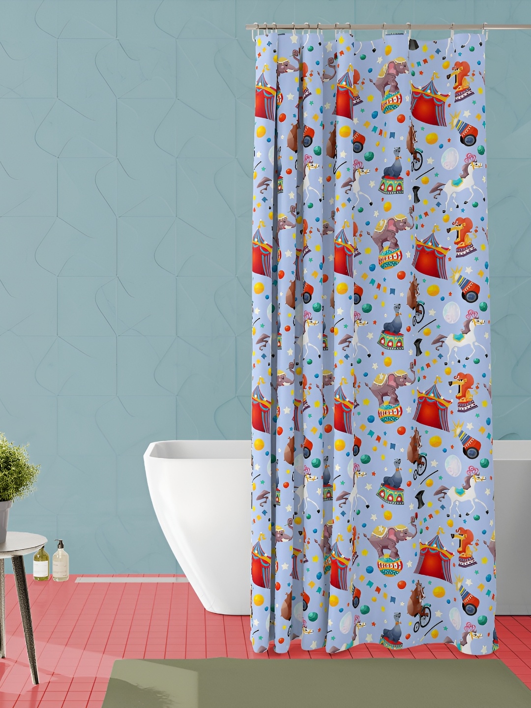 

ArtzFolio Blue & Red Printed Shower Curtain