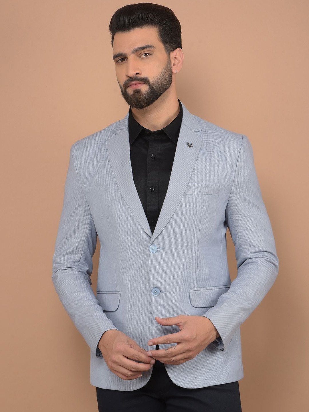 

Canary London Self Design Slim-Fit Single Breasted Formal Blazer, Grey