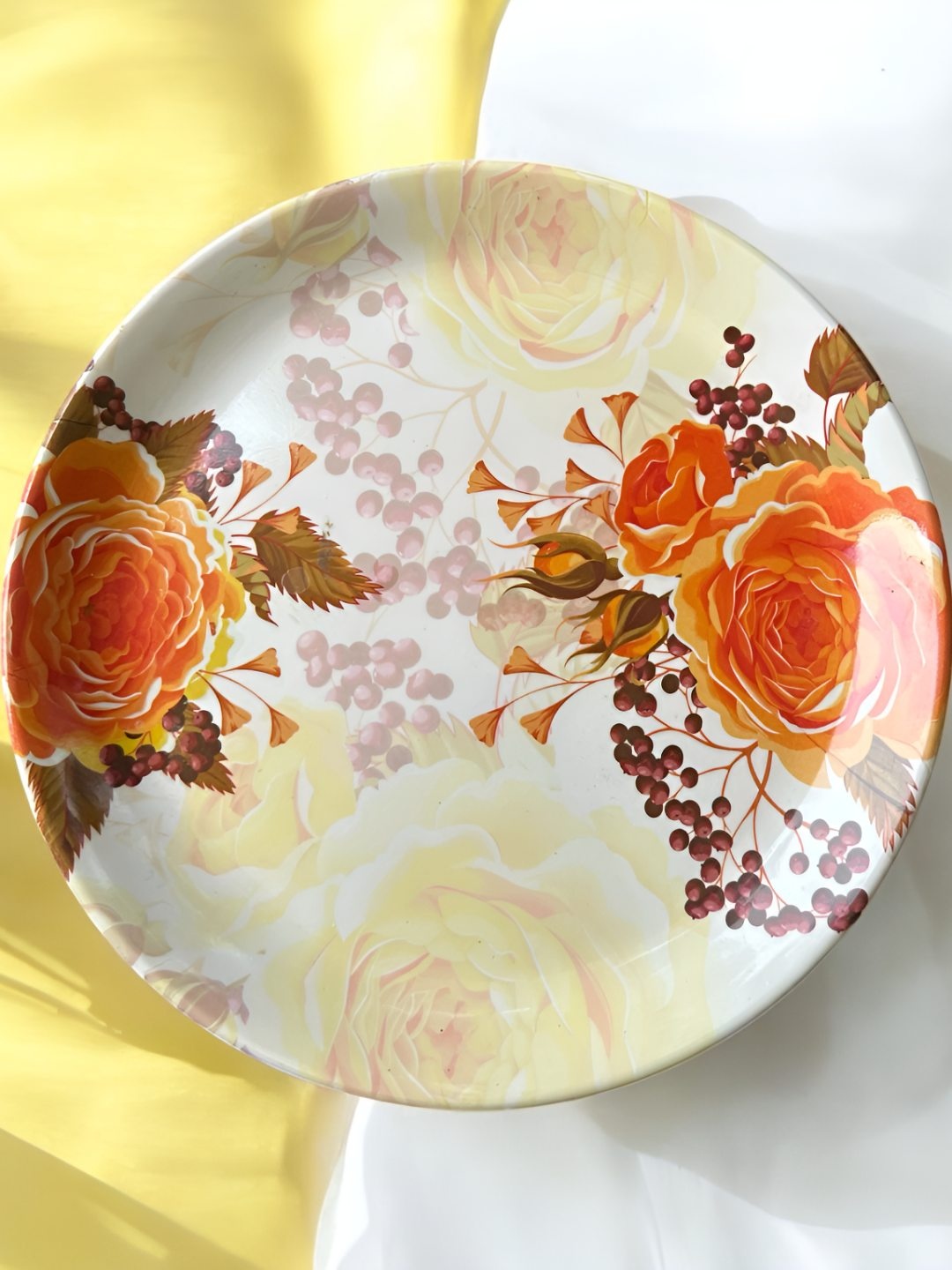 

Gallery99 Yellow & White 6 Pieces Floral Printed Dishwasher and Microwave Safe Plates