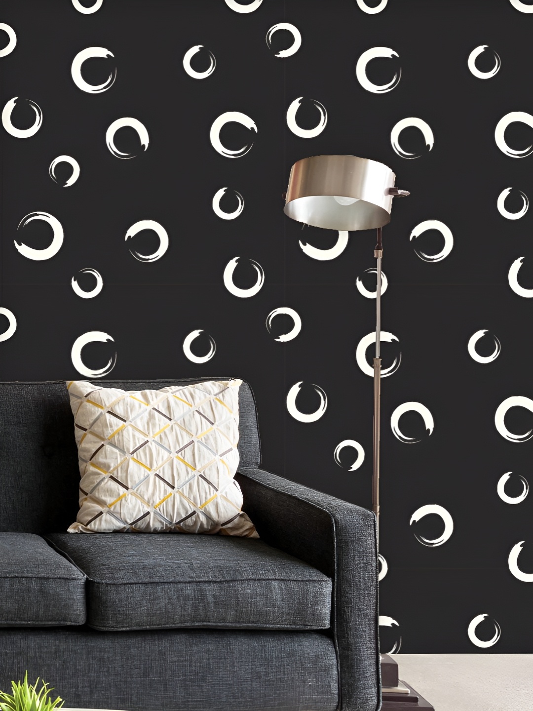 

ArtzFolio Printed UV-Resistant Anti-Bacterial Black & White Enso Symbol Peel & Stick Wallpaper, Multi