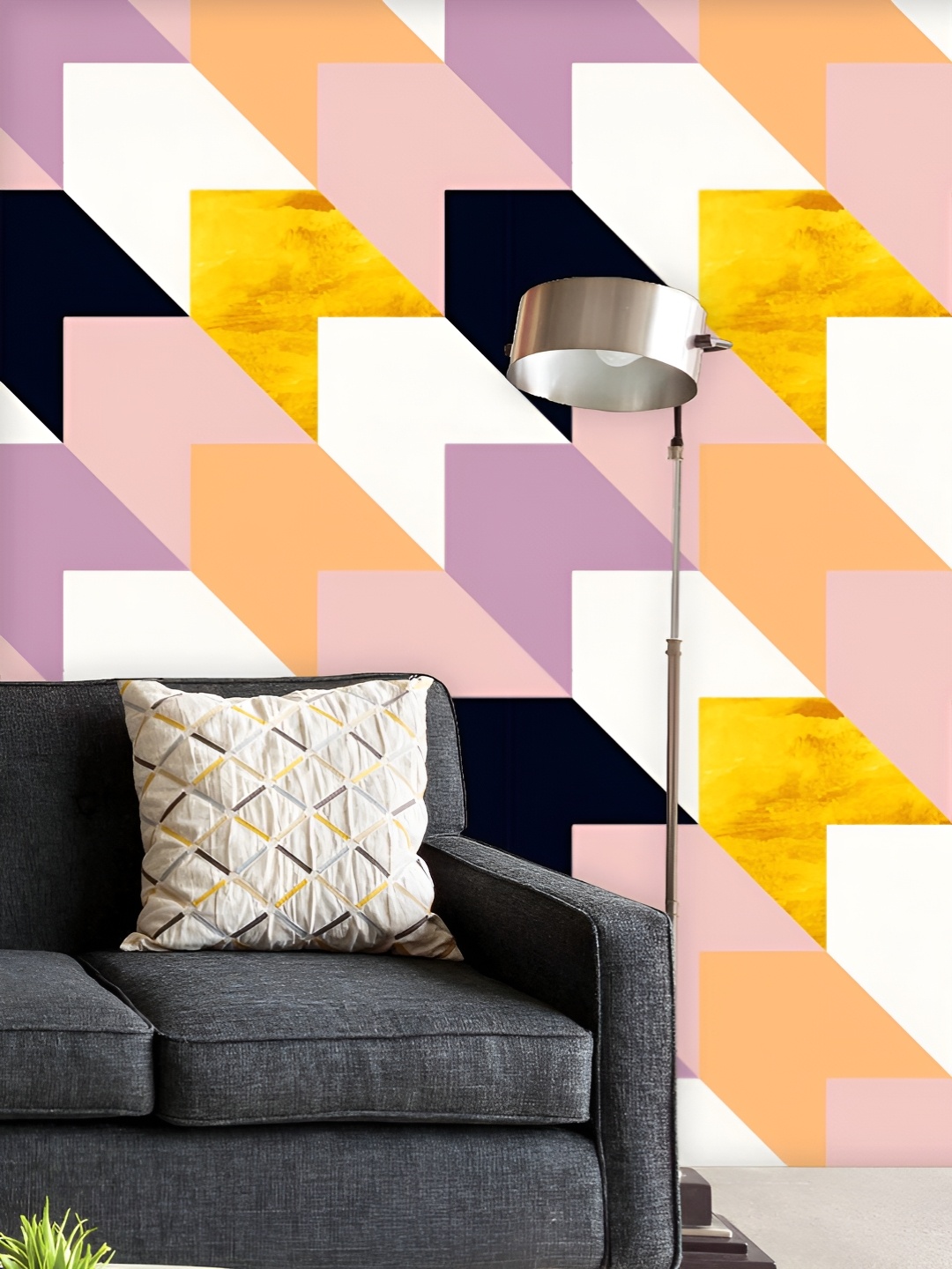 

ArtzFolio Printed UV-Resistant Anti-Bacterial Geometric Pattern Peel & Stick Wallpaper, Multi