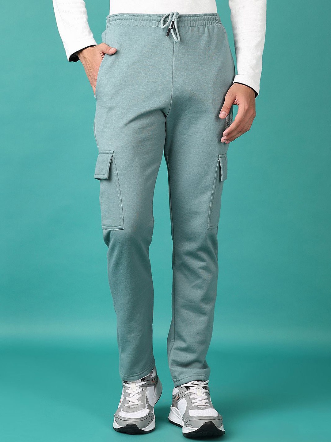

V-Mart Men Mid-Rise Cargo Style Track Pants, Sea green