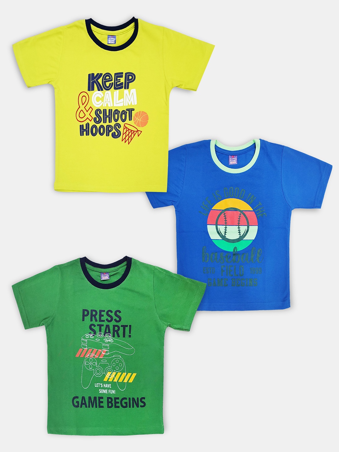 

Here&Now X Game Begins Boys Set of 3 Printed T-shirts, Assorted