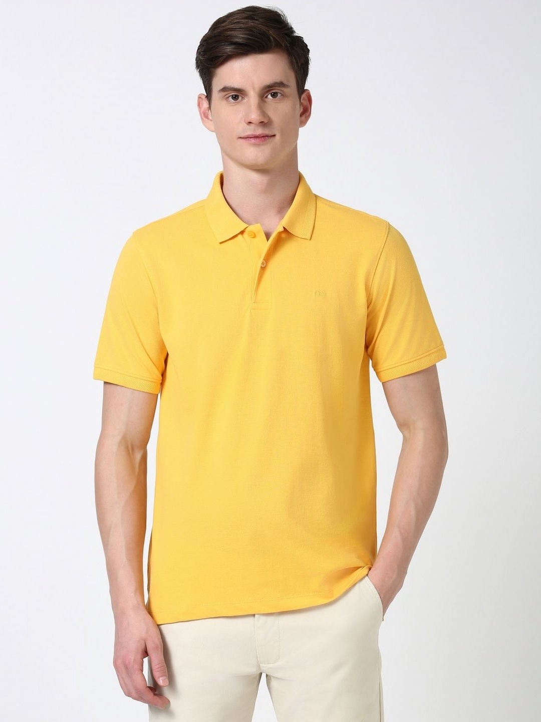 

Peter England Men Polo Collar T-shirt, Yellow