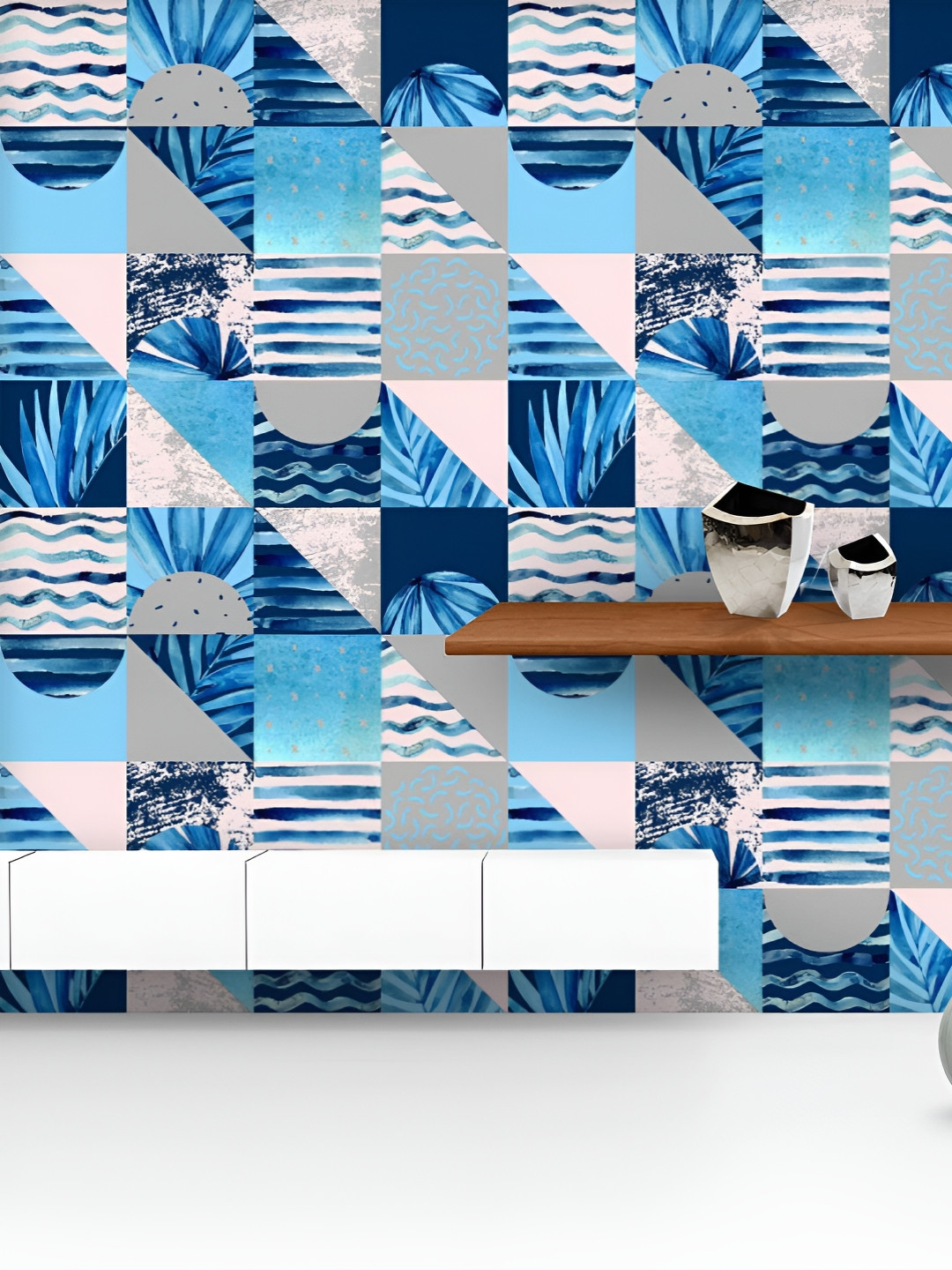 

ArtzFolio Printed UV-Resistant Anti-Bacterial Abstract Squares & Triangles Peel & Stick Wallpaper, Multi