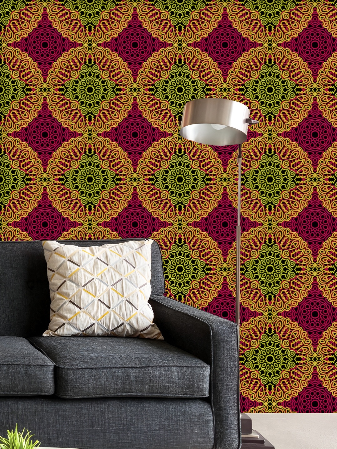 

ArtzFolio Printed UV-Resistant Anti-Bacterial Damask Ethnic Mandala Peel & Stick Wallpaper, Multi