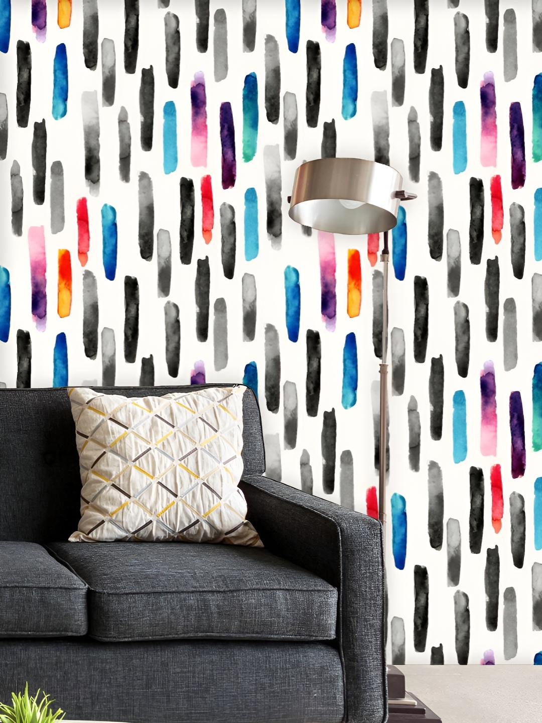 

ArtzFolio Printed UV-Resistant Anti-Bacterial Watercolor Colorful Strokes Peel & Stick Wallpaper, Multi