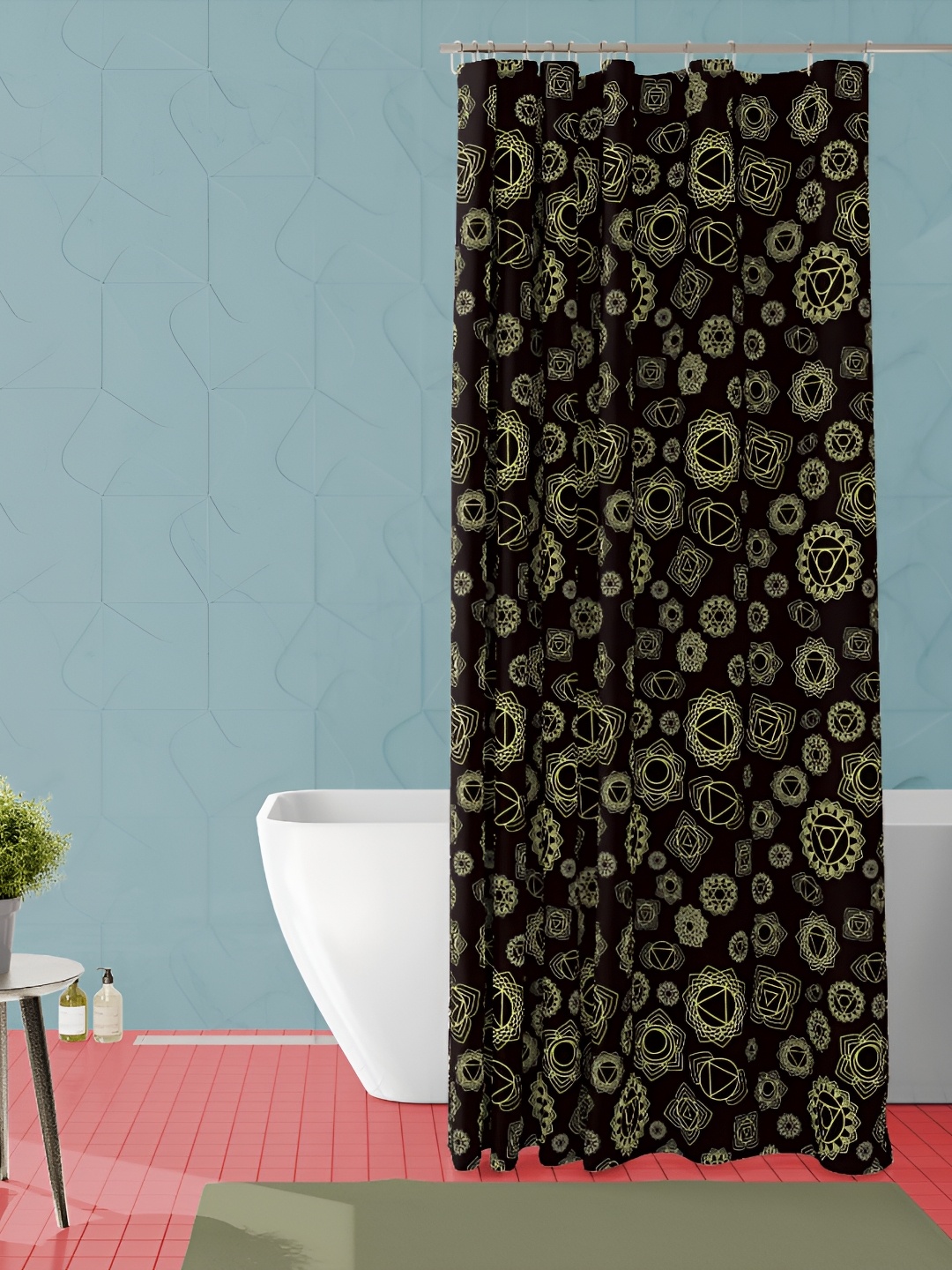 

ArtzFolio Black and Yellow Geometric Printed Waterproof Shower Curtain