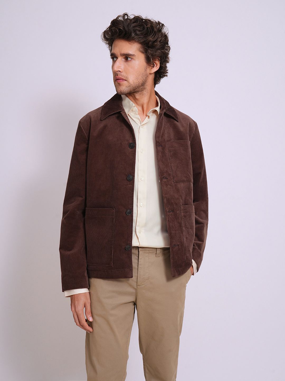 

SELECTED Men Spread Collar Solid Relaxed Fit Formal Shirt, Beige