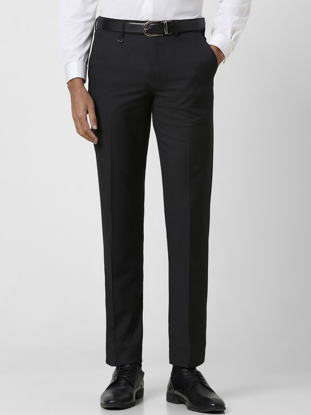 

Van Heusen Men Mid-Rise Slim Fit Formal Trousers, Black