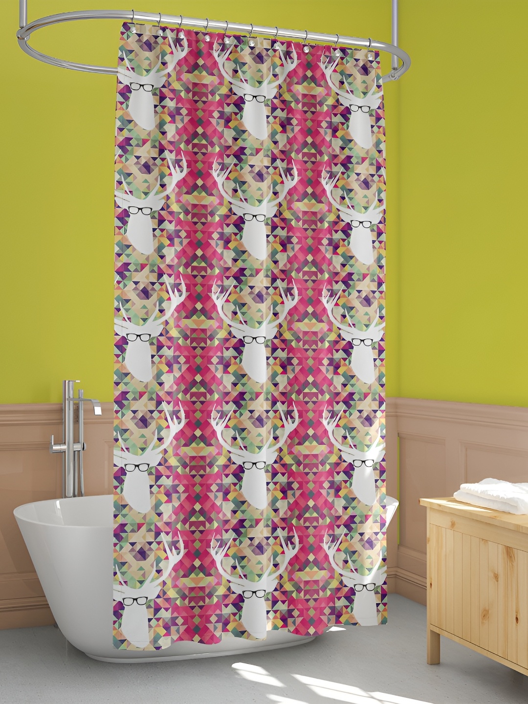 

ArtzFolio White & Pink Printed Waterproof Shower Curtain