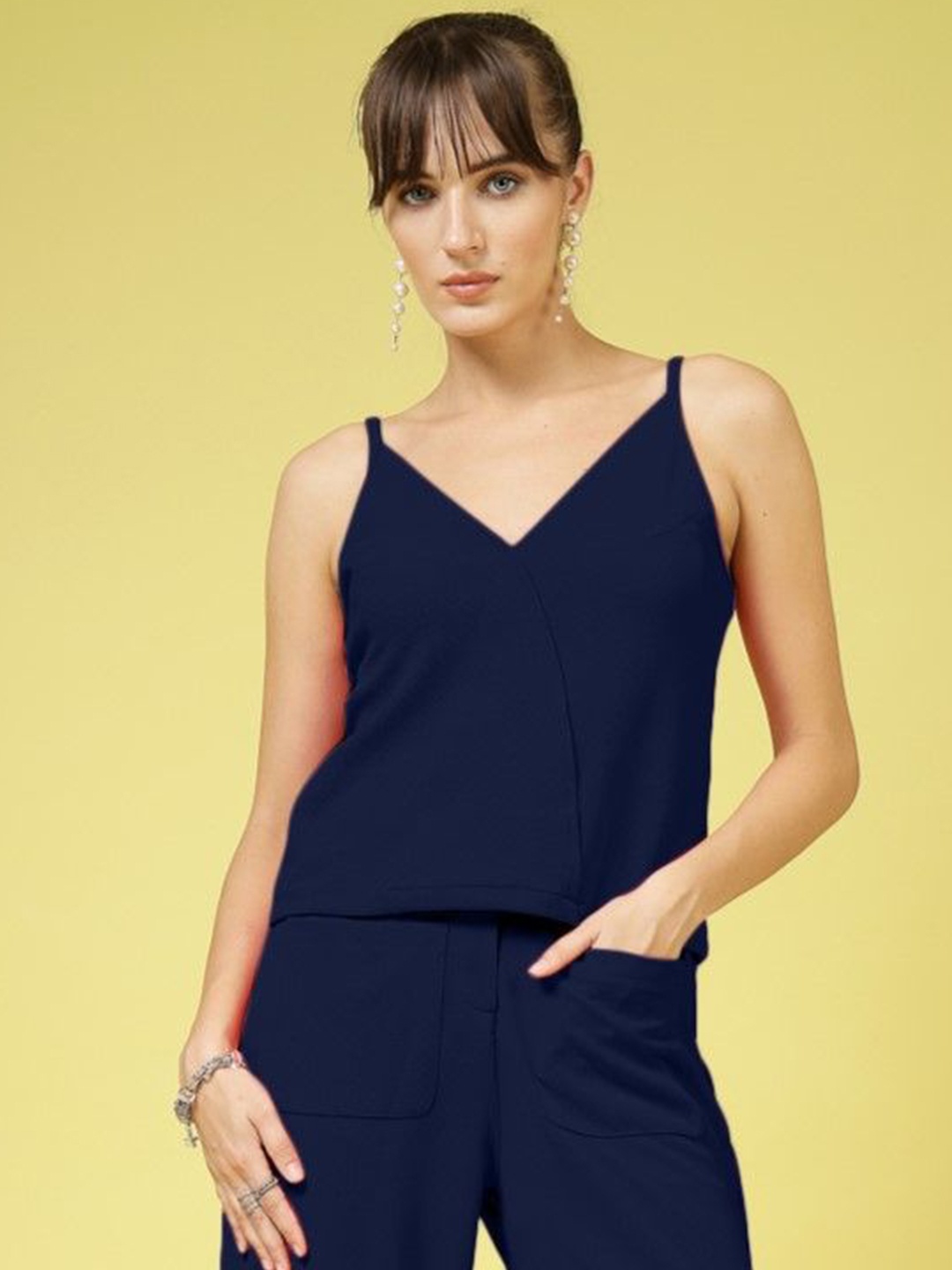 

Oomph! Women Shoulder Straps Crop Top, Blue