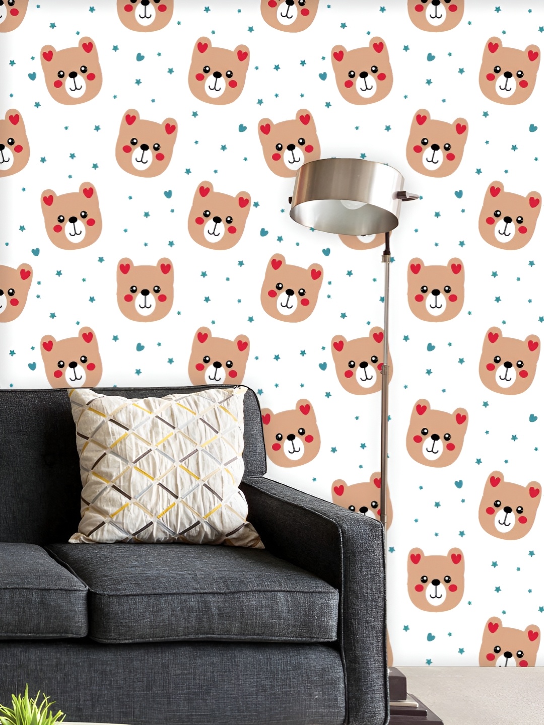 

ArtzFolio Printed UV-Resistant Anti-Bacterial Cartoon Bear Peel & Stick Wallpaper, Multi