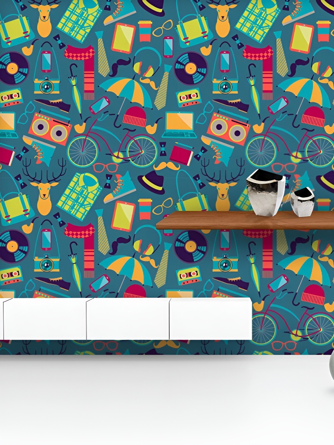 

ArtzFolio Printed UV-Resistant Anti-Bacterial HipsterPeel & Stick Wallpaper, Multi