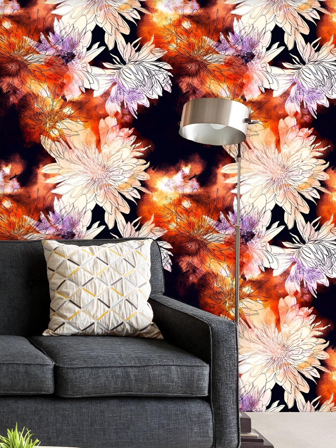 

ArtzFolio Printed UV-Resistant Anti-Bacterial Japanese Chrysanthemums Imprints Peel & Stick Wallpaper, Multi