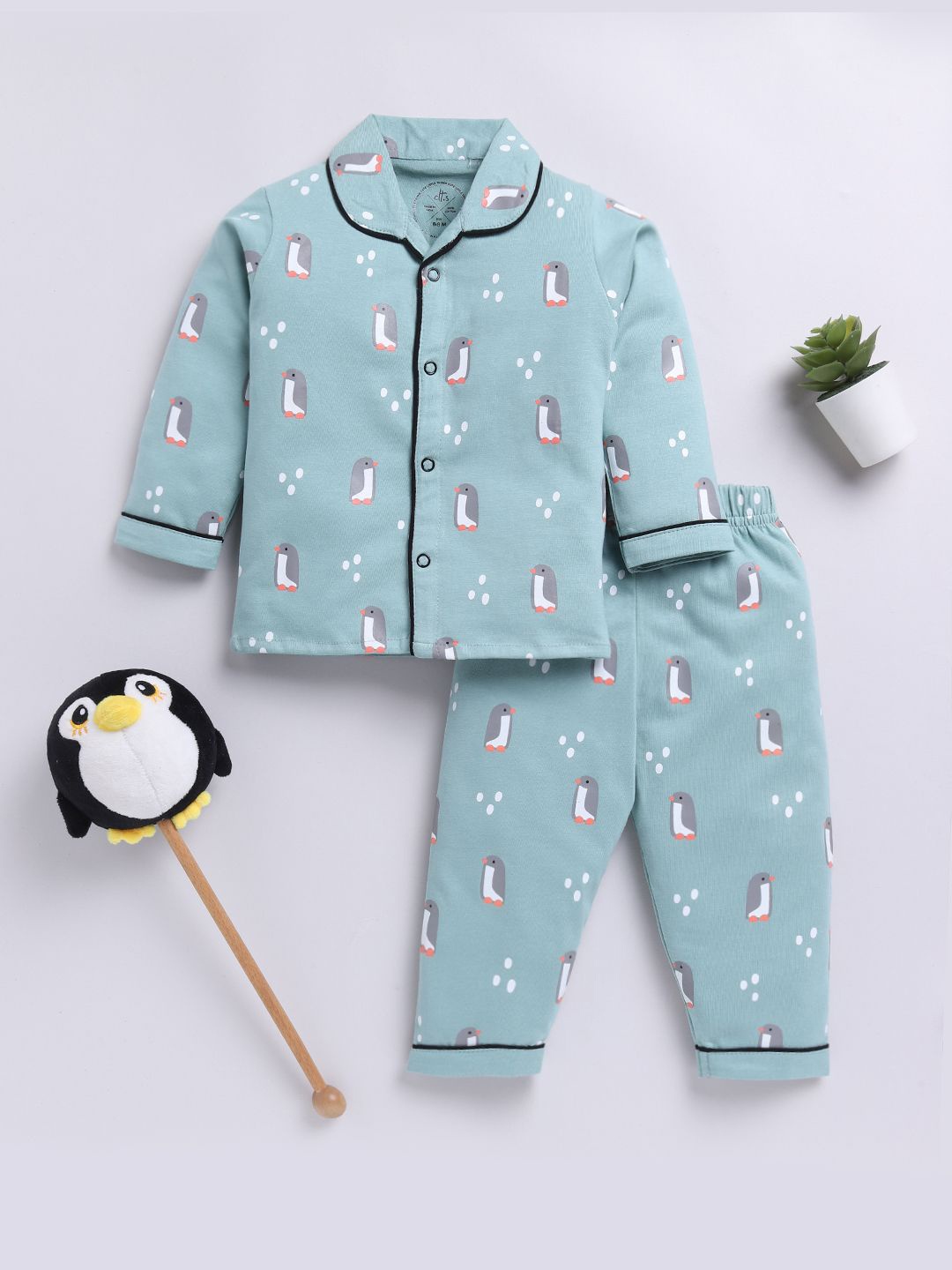 

Clt.s Kids Animal Printed Pure Cotton Night suit, Teal
