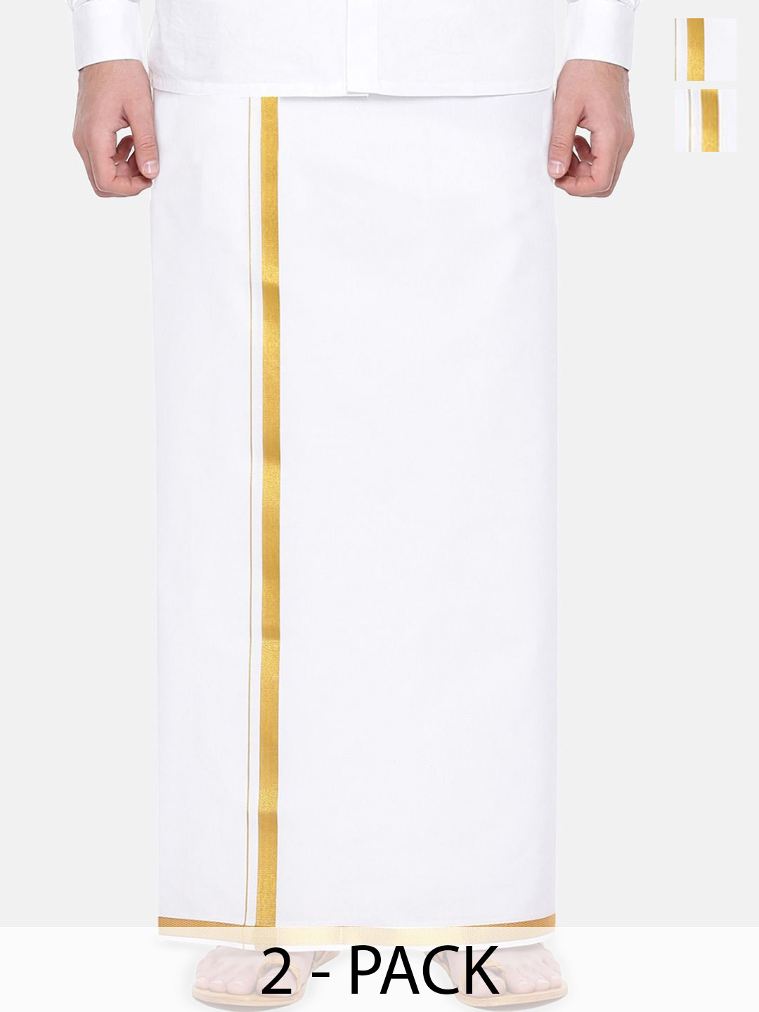 

Ramraj Men Pack Of 2 Cotton Dhotis, White