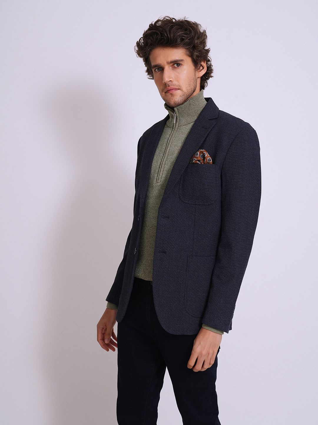 

SELECTED Men Cotton Ribbed Pullover, Green