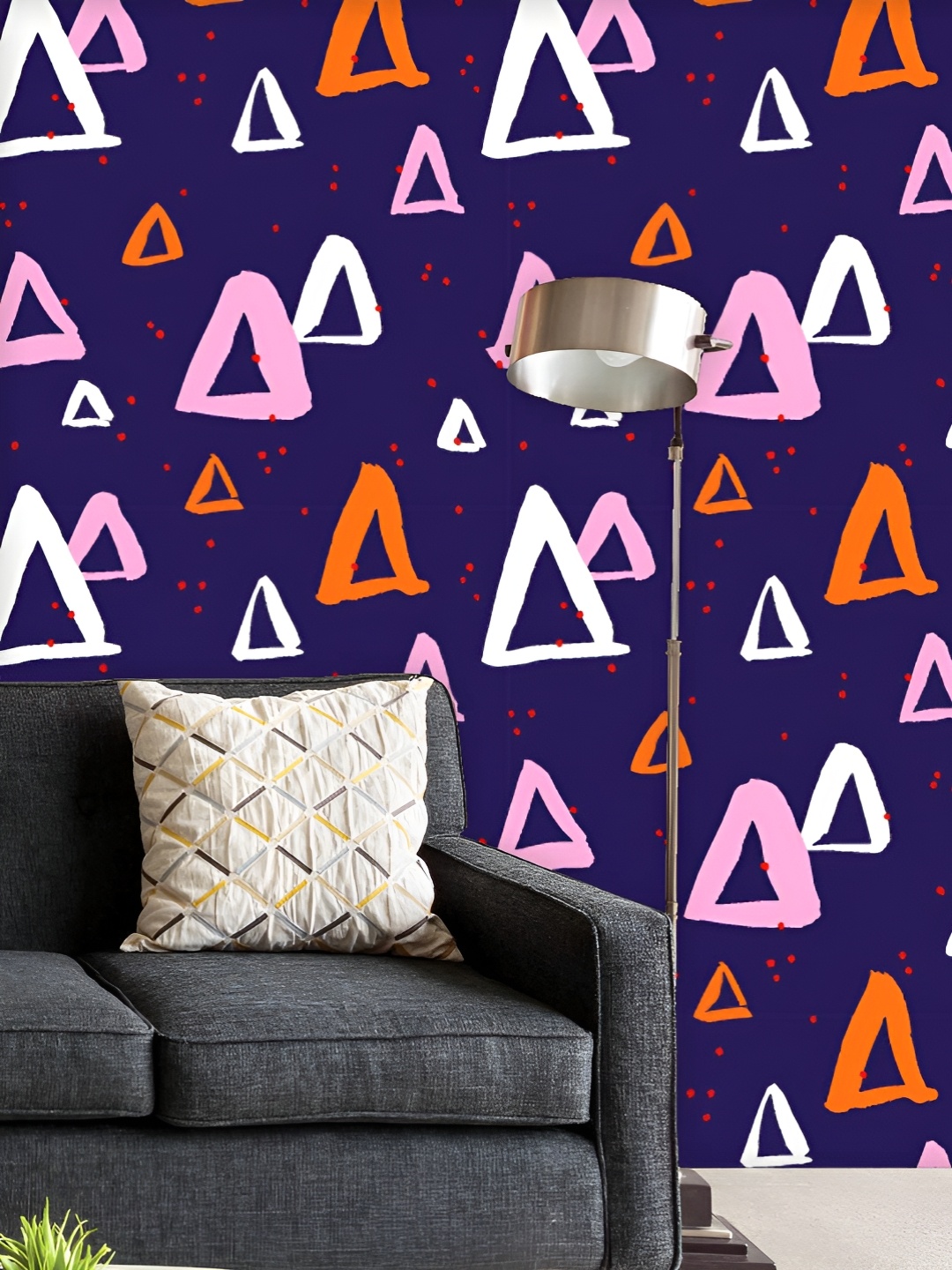 

ArtzFolio Printed UV-Resistant Anti-Bacterial Abstract Triangles And Dots Peel & Stick Wallpaper, Multi