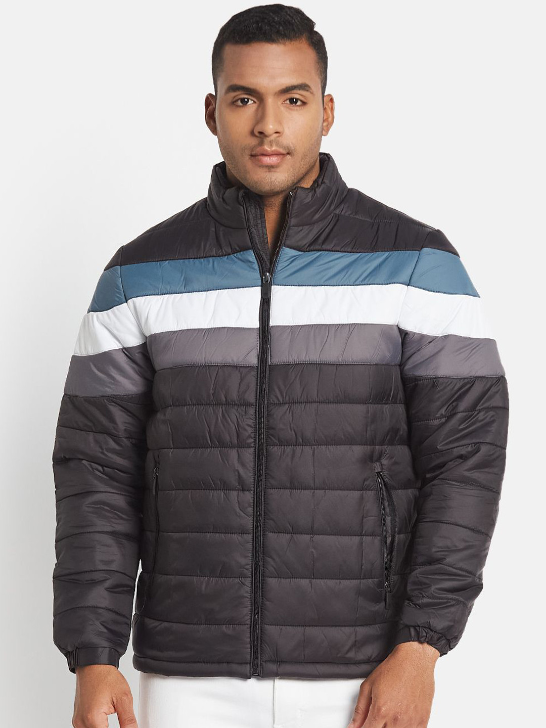 

METTLE Men Colourblocked Jacket, Black