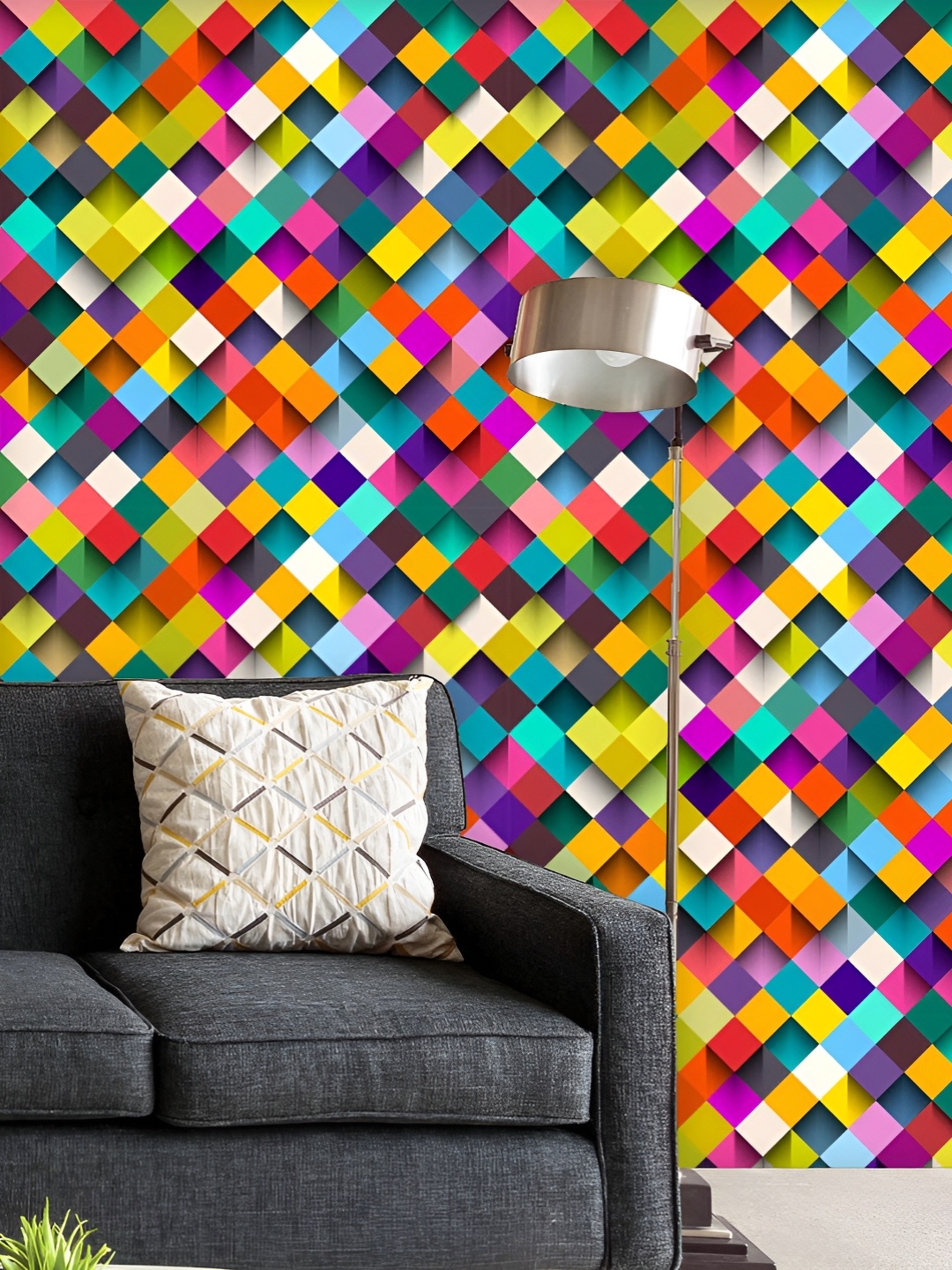 

ArtzFolio Printed UV-Resistant Anti-Bacterial Geometric Pattern Peel & Stick Wallpaper, Multi