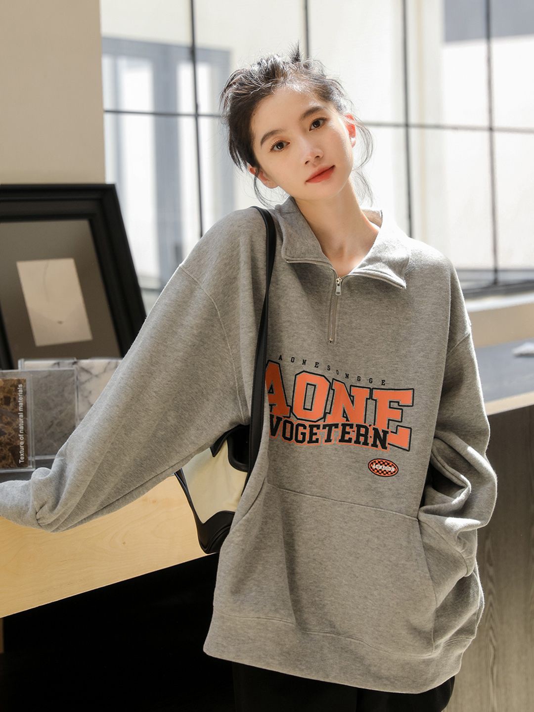 

JC Mode Women Typography Printed Cotton Sweatshirt, Grey