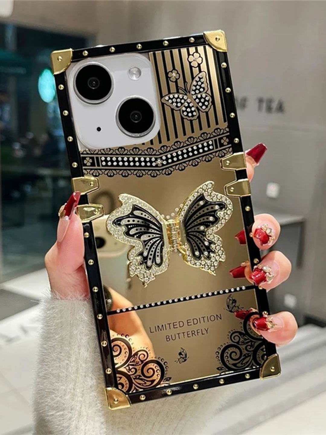 

Luxury Kase Solid Printed iPhone 13 Back Case Mobile Accessories, Black