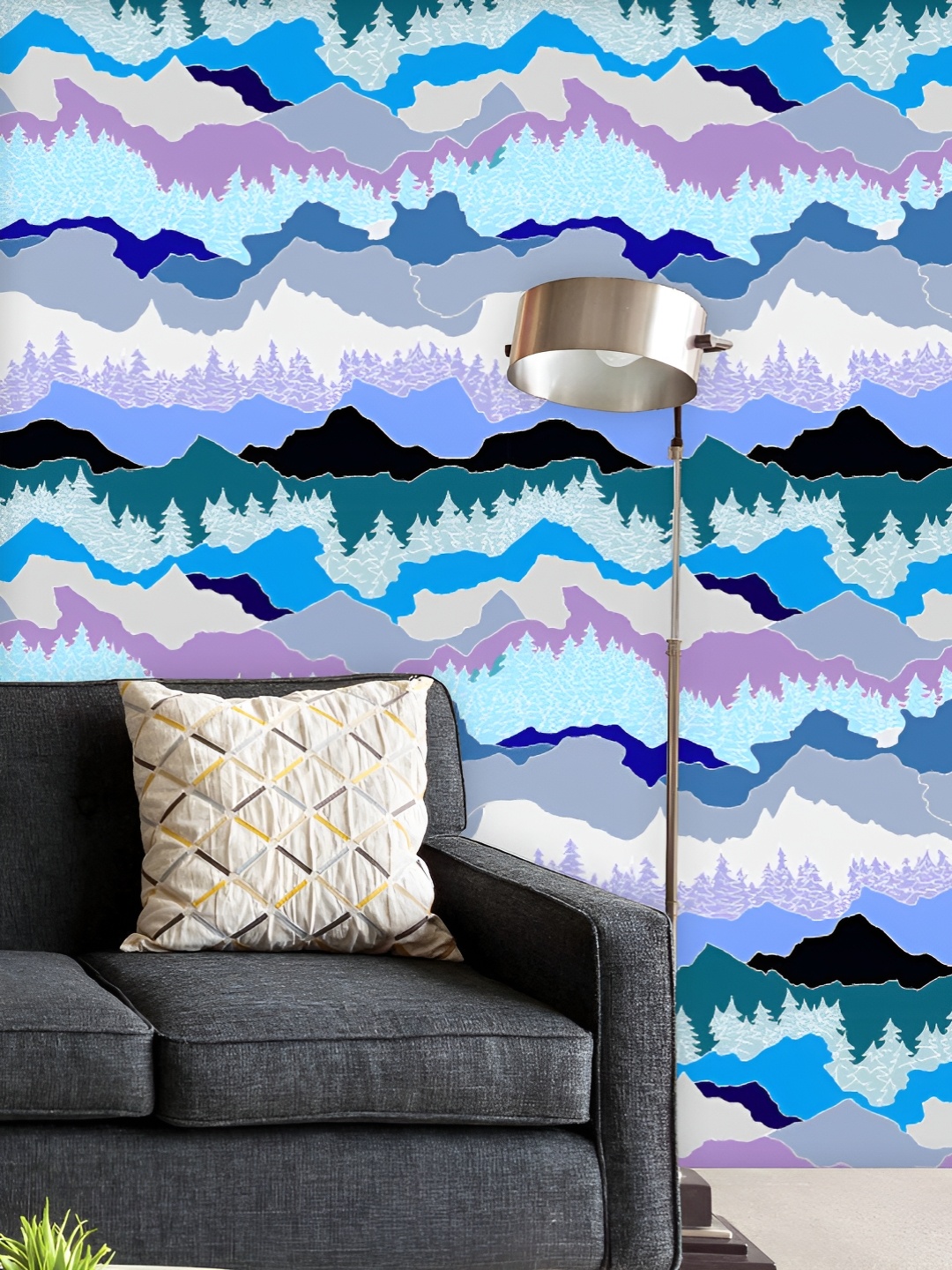 

ArtzFolio Printed UV-Resistant Anti-Bacterial Abstract Forest Mountain Peel & Stick Wallpaper, Multi