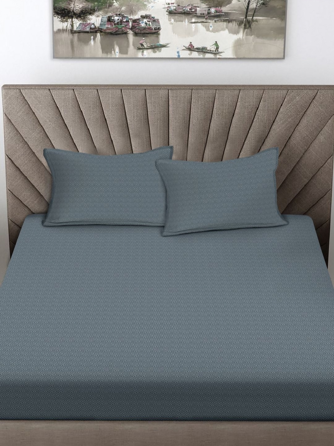 

FABINALIV Grey 300 TC King Bedsheet with 2 Pillow Covers 2.70 m x 2.70 m