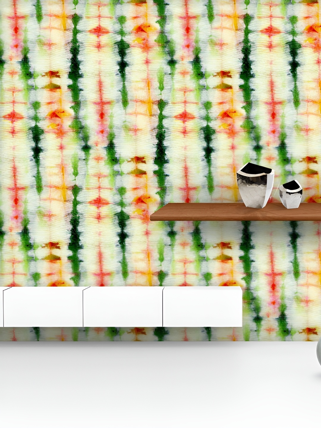 

ArtzFolio Printed UV-Resistant Anti-Bacterial Shibori Ikat Batik Art Peel & Stick Wallpaper, Multi