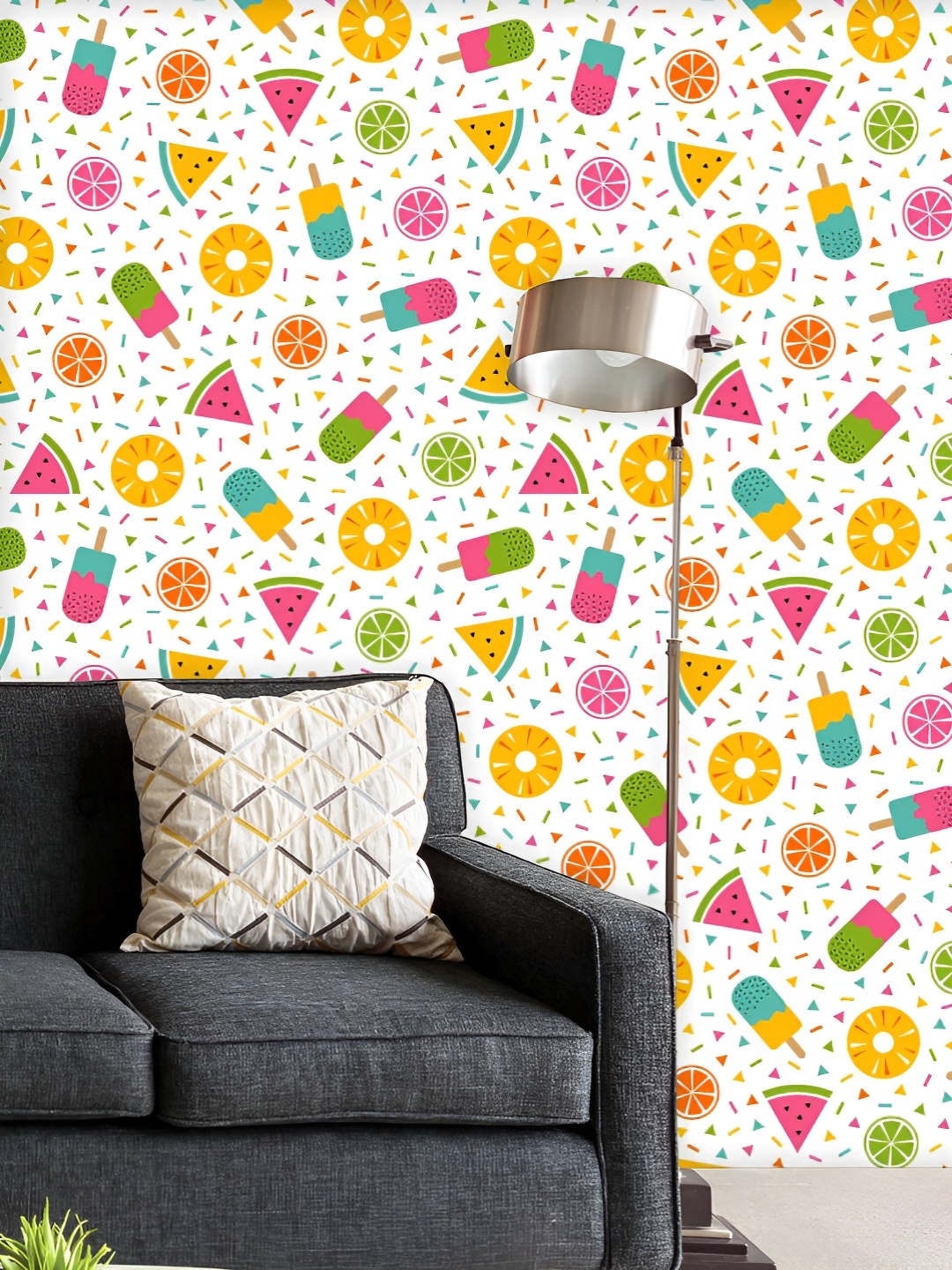 

ArtzFolio Printed UV-Resistant Anti-Bacterial Colorful Tropical Fruits Icecream Image Peel & Stick Wallpaper, Multi