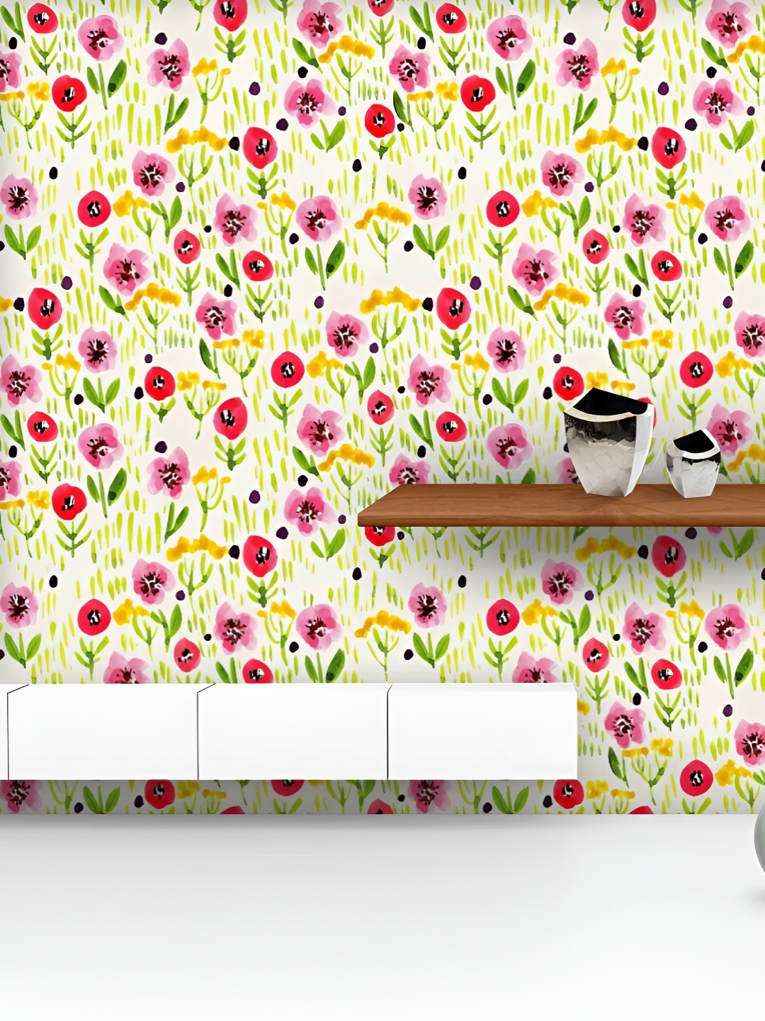 

ArtzFolio Printed UV-Resistant Anti-Bacterial Watercolor Floral Pattern0 Peel & Stick Wallpaper, Multi